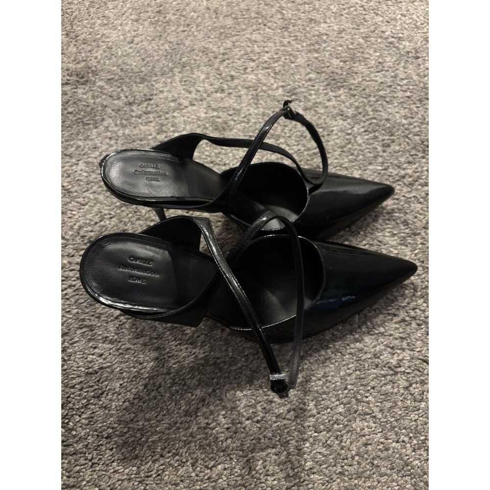 Camille Rowe Reformation Slingback Heels Black Size 9.5 Flaws